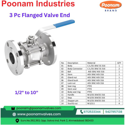 3 Pc Flanged valve